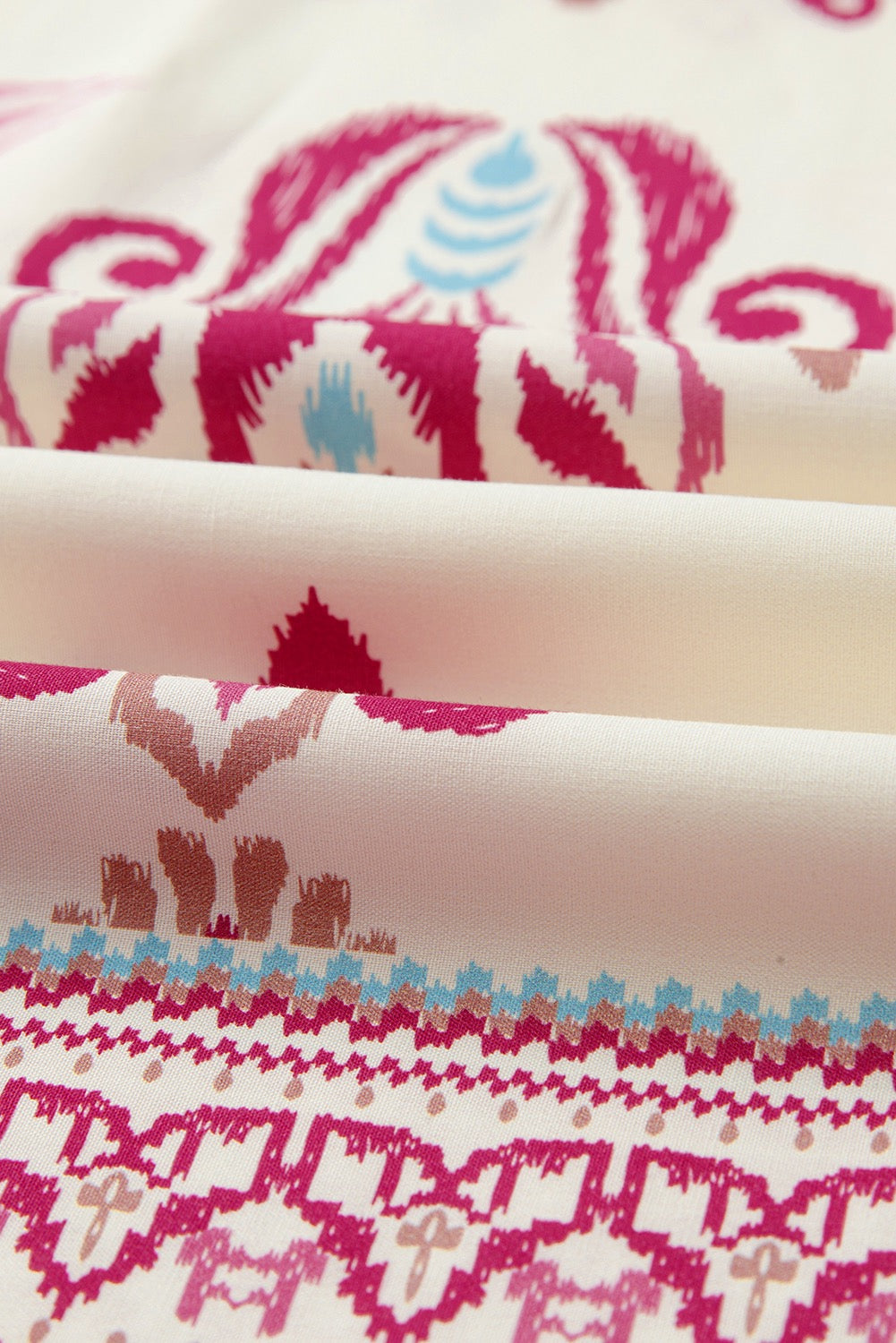 Boho Print Wide Leg Pants - Pink
