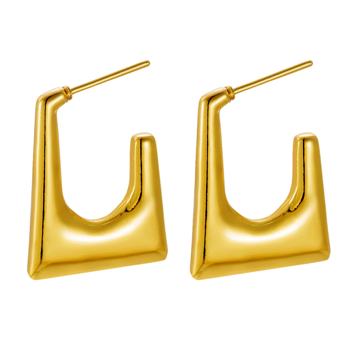 Bold Gold Geometric Hoop Earrings – Modern Chunky Statement Earrings for Women