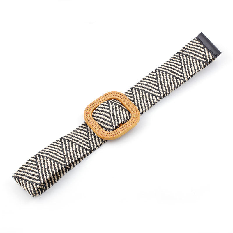 Braided Weave Belt - Black and White