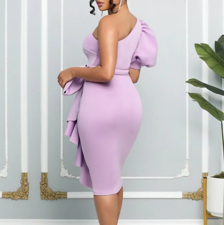 One Shoulder Dress - Purple Lavender
