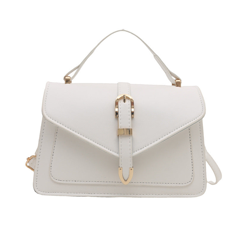 Front Flap Crossbody Handbag - White
