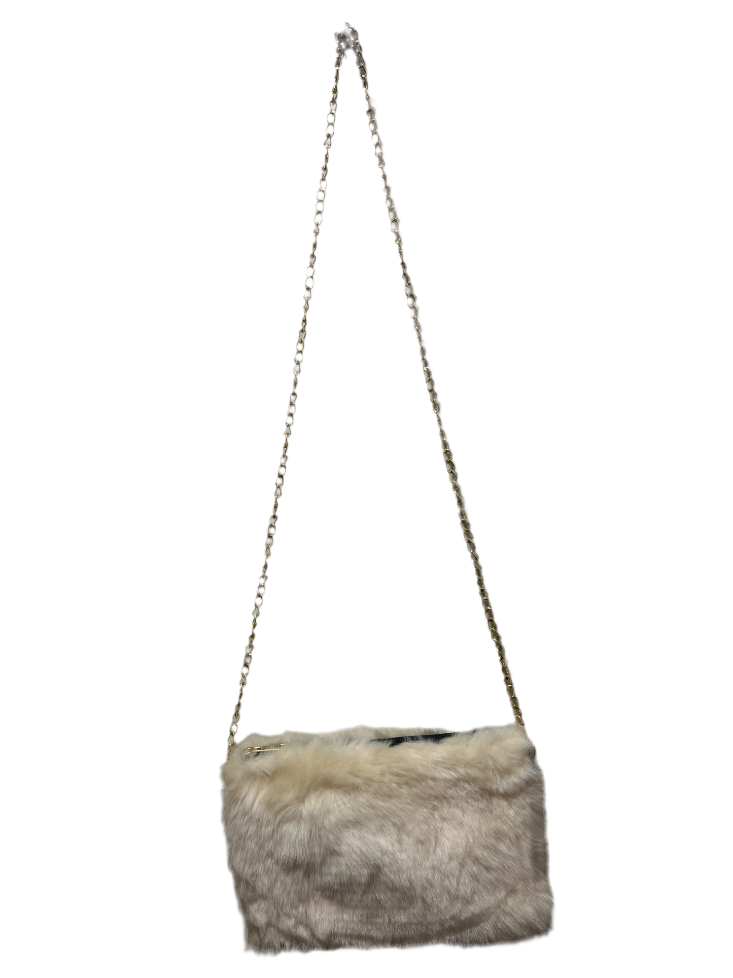 Faux Fur Plush Zipper Crossbody bag- Ivory