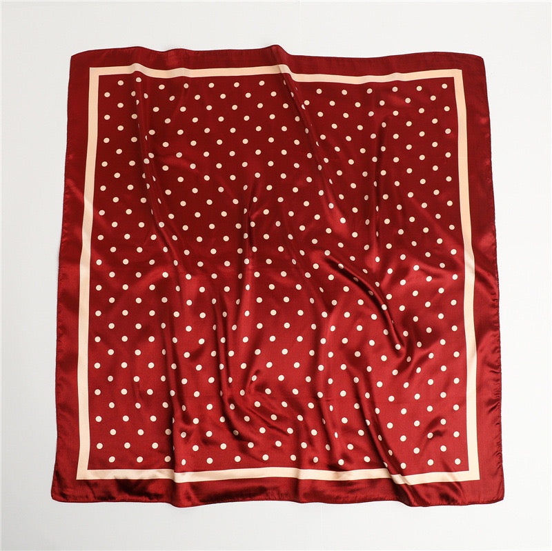 Polka Dot Silk Inspired Scarf - Red
