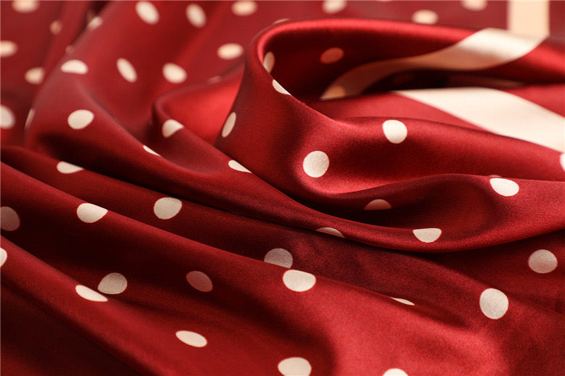 Polka Dot Silk Inspired Scarf - Red