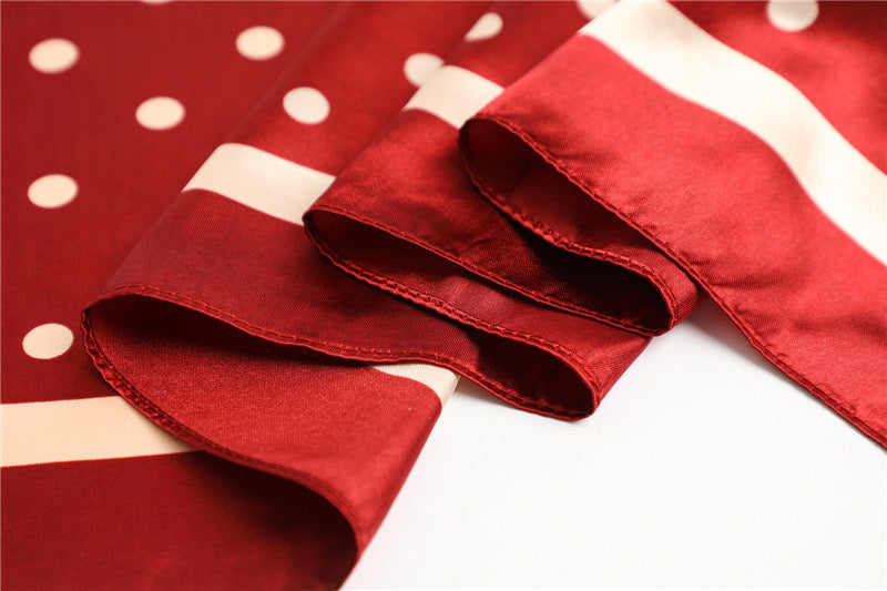 Polka Dot Silk Inspired Scarf - Red