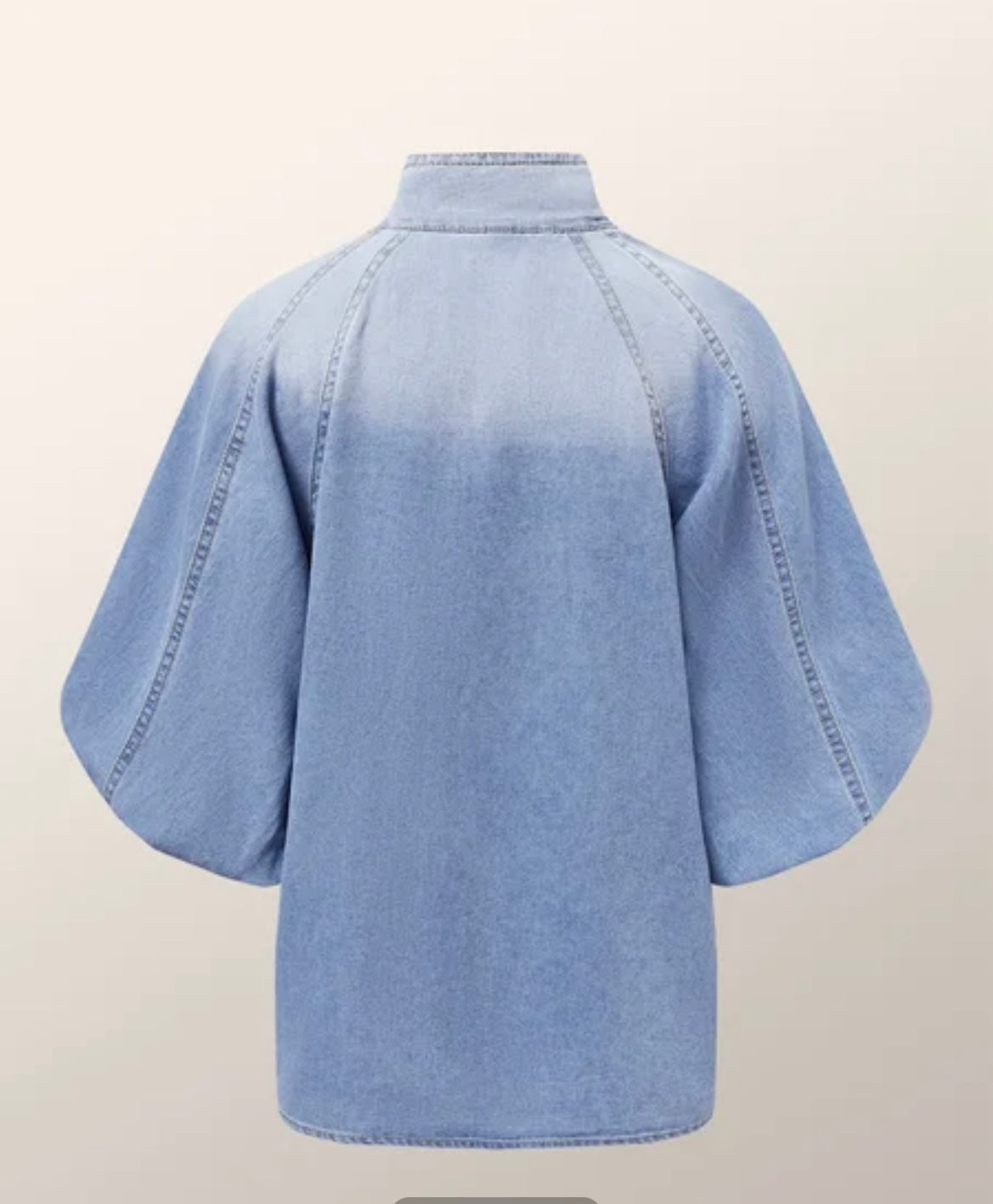 Denim Bow Blouse - Blue