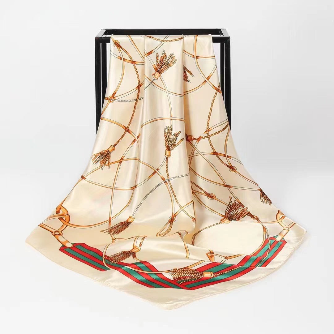 Chain Print Silk Scarf - Ivory