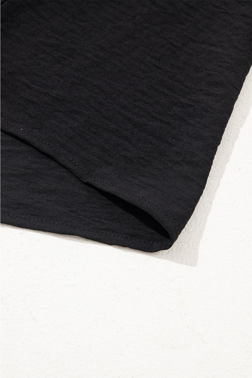 Black Flutter Sleeve Blouse – Lightweight Textured Casual Top for Women
