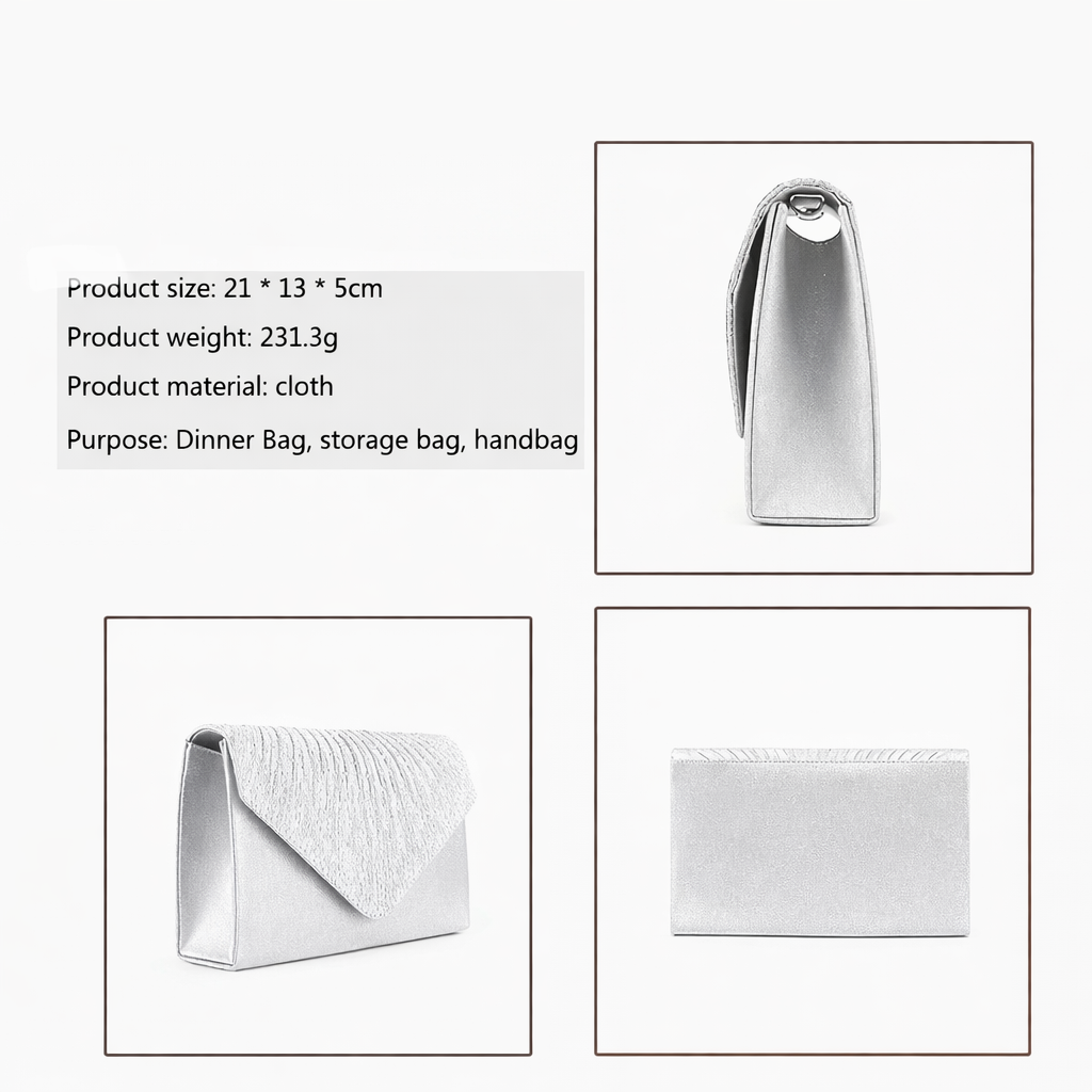 Silver Rhinestone Envelope Clutch – Elegant Evening & Formal Statement Handbag