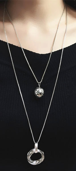 Layered Pendant Chain - Silver