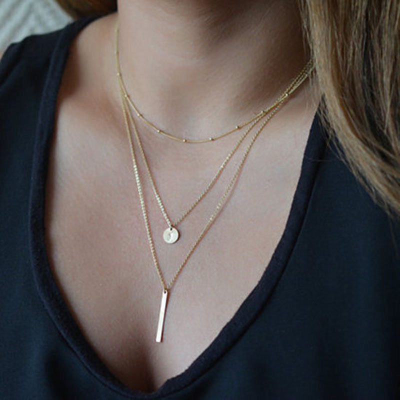 Double Layer Bar Necklace - Gold