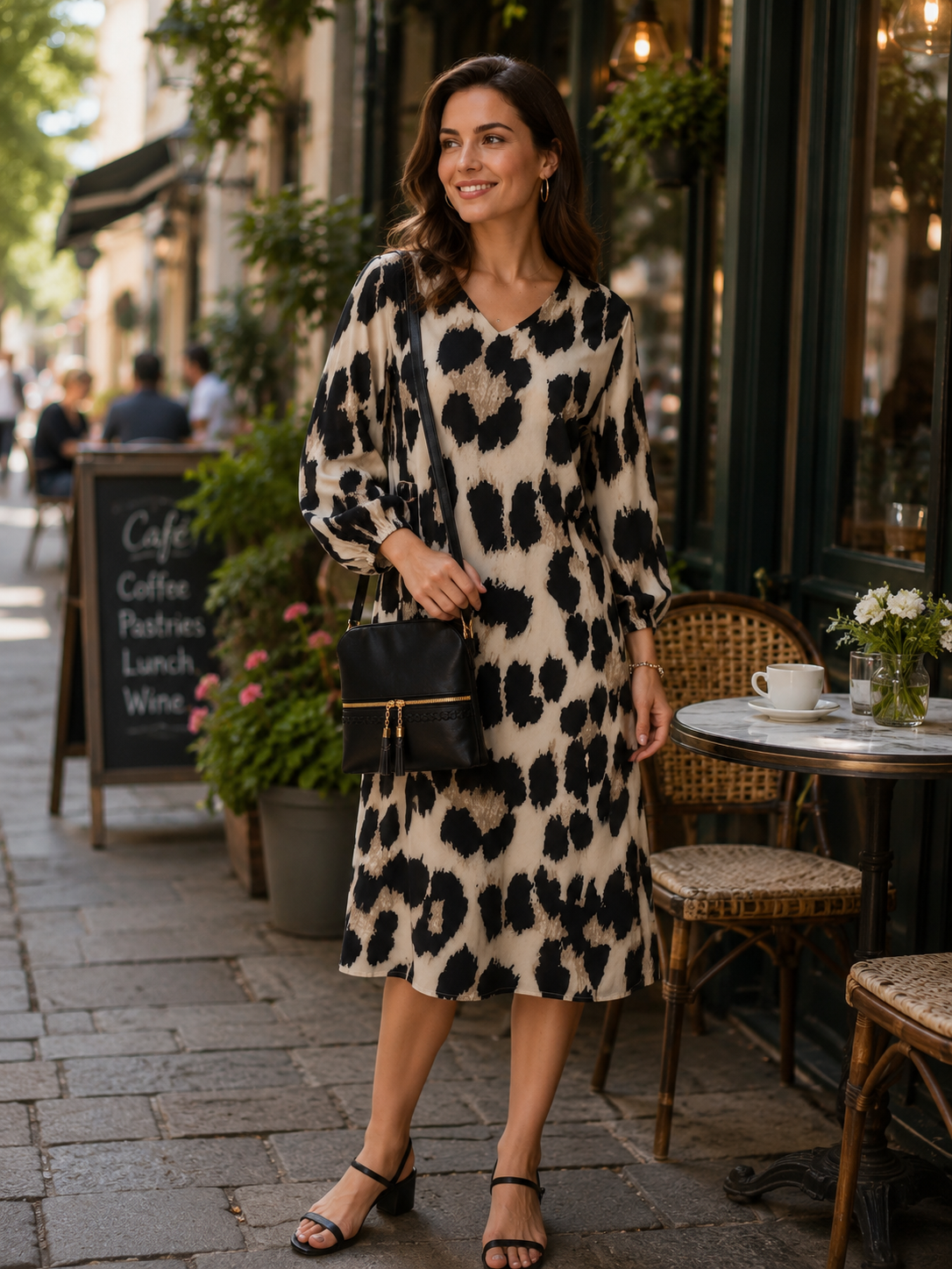 Animal Leopard Print V-Neck Dress