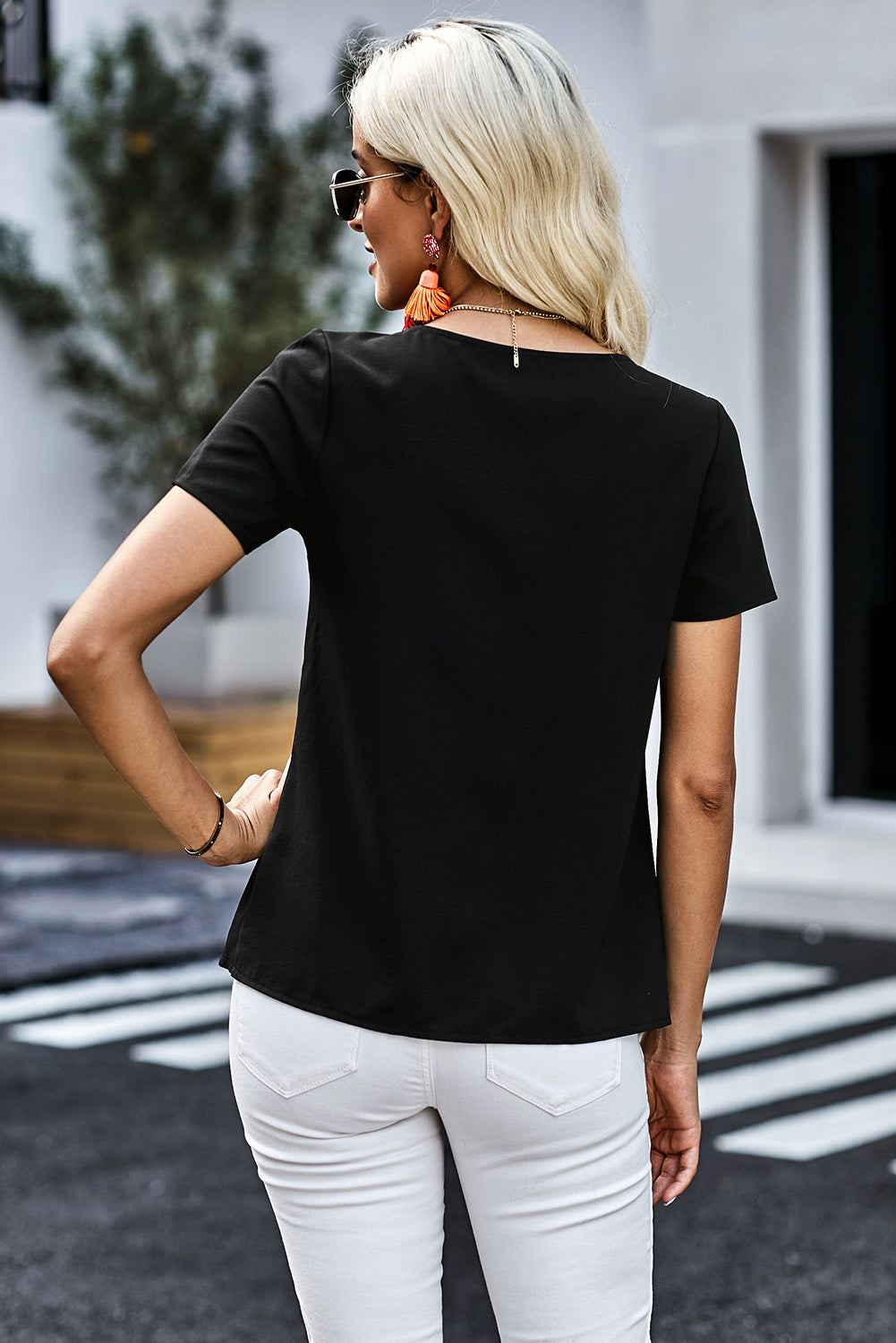 Every Day V- Neck Blouse - Black
