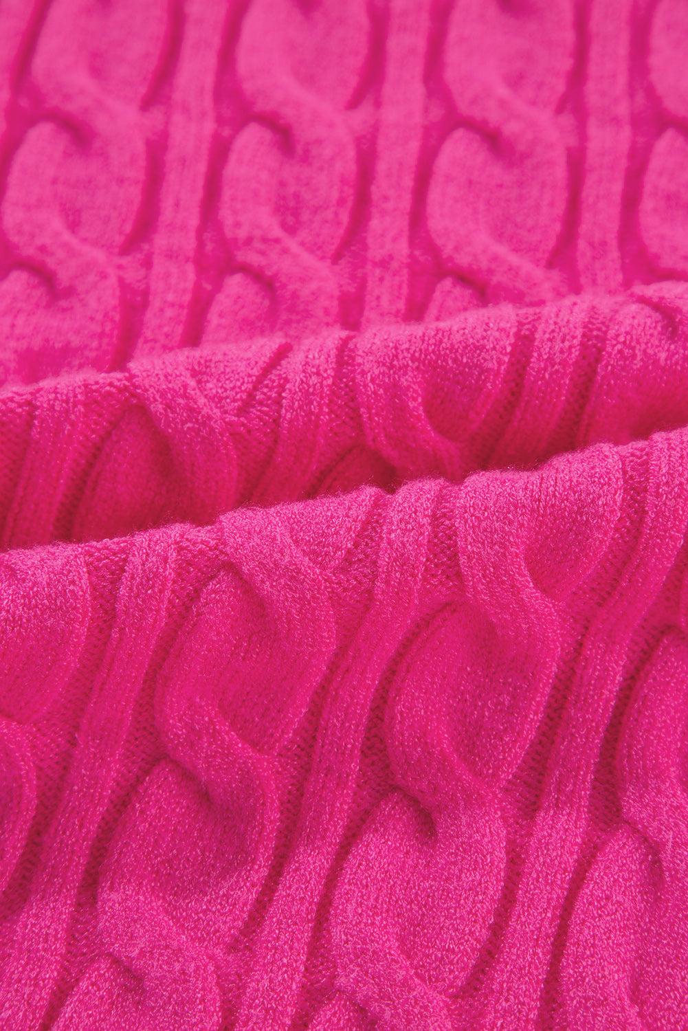 Cable Knit Long Sleeve Sweater - Pink