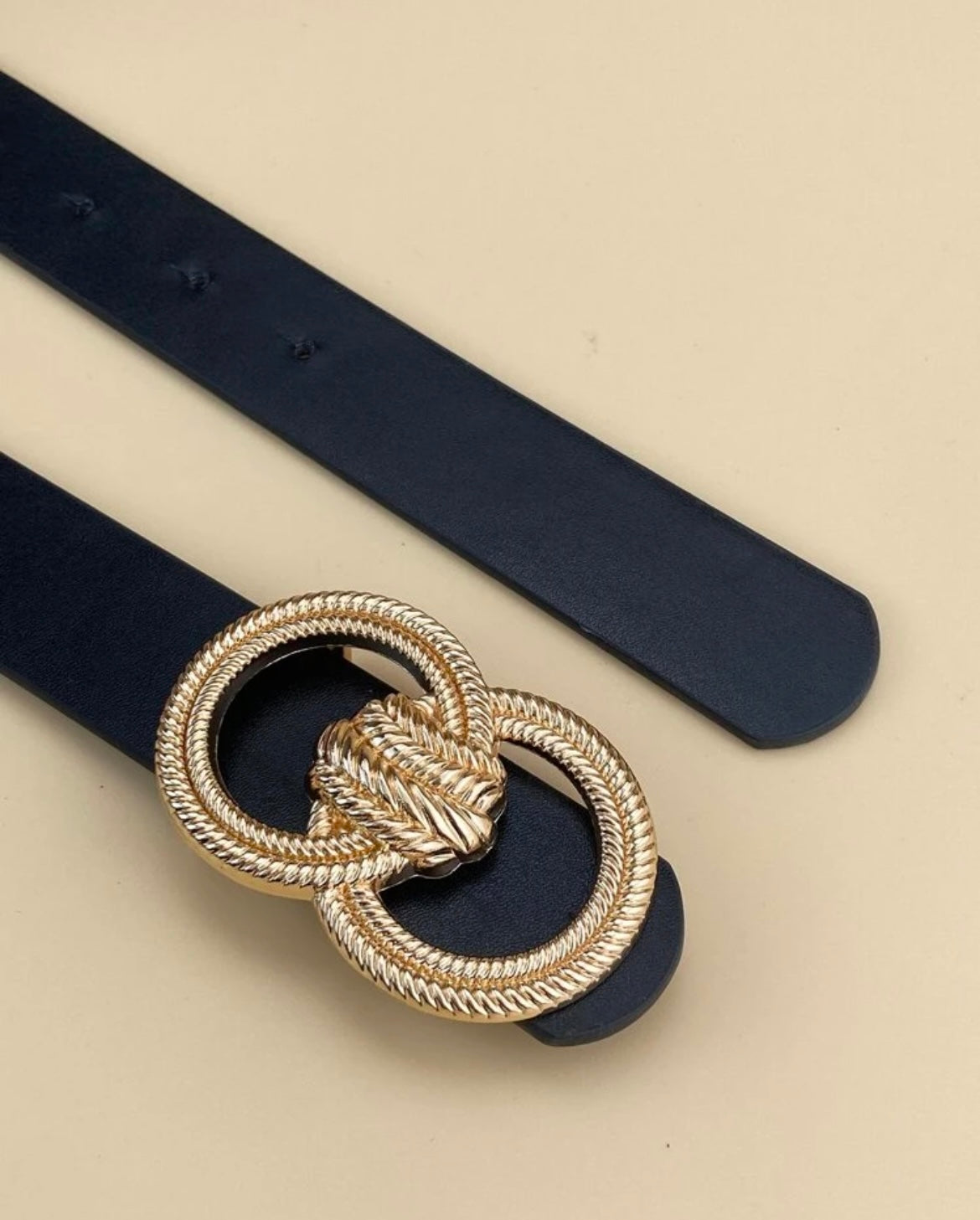 Vintage Gold Buckle Belt - Black 43.3 inches