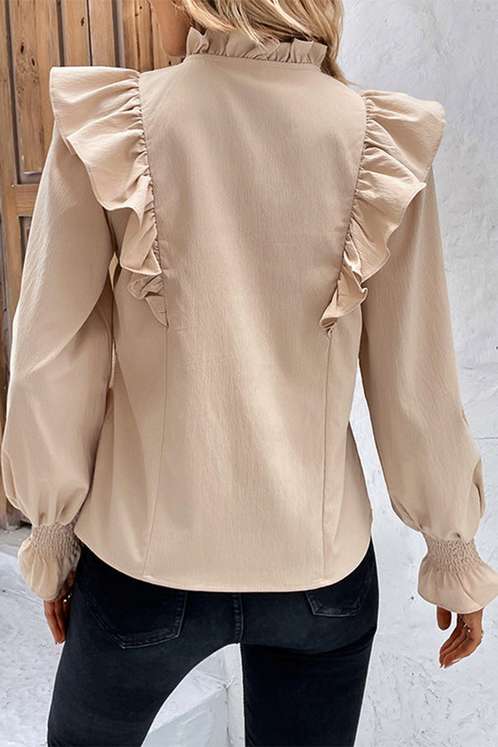 Ruffle Front blouse - Khaki