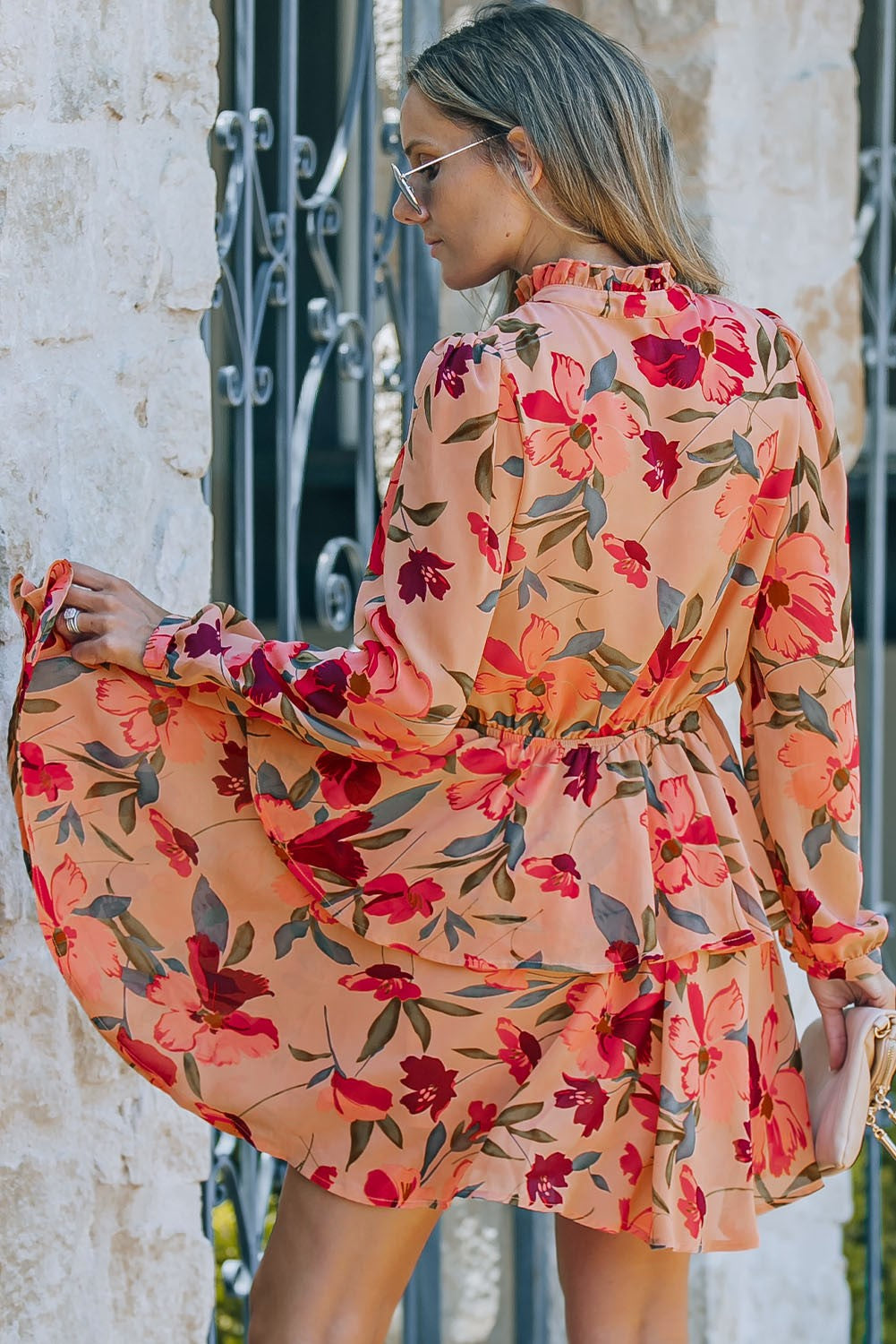 Autumn Floral Dress - Red Multi
