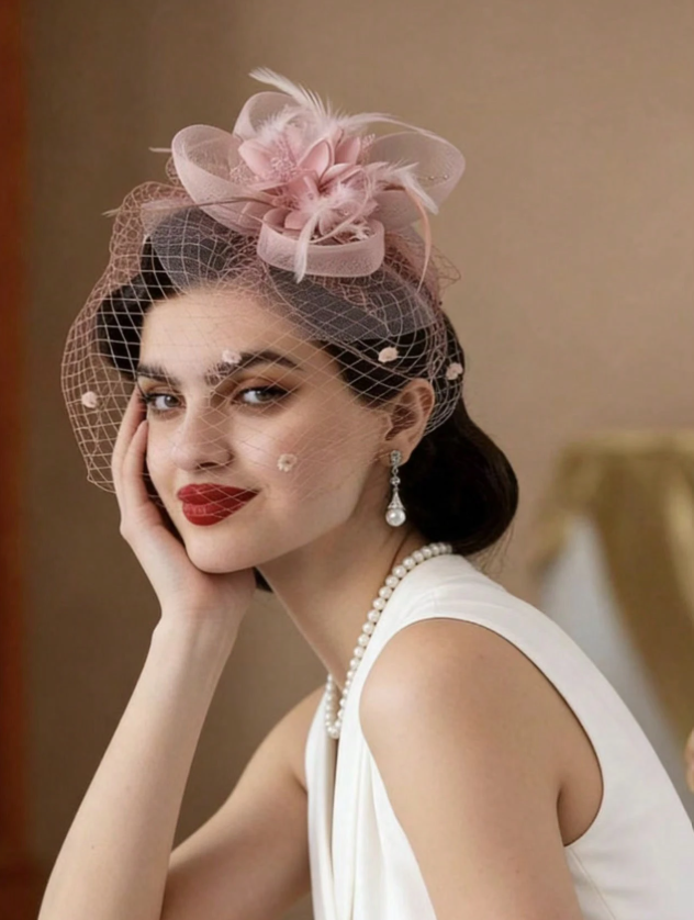 Blush Pink Fascinator Hat for Women | Derby, Wedding & Church
