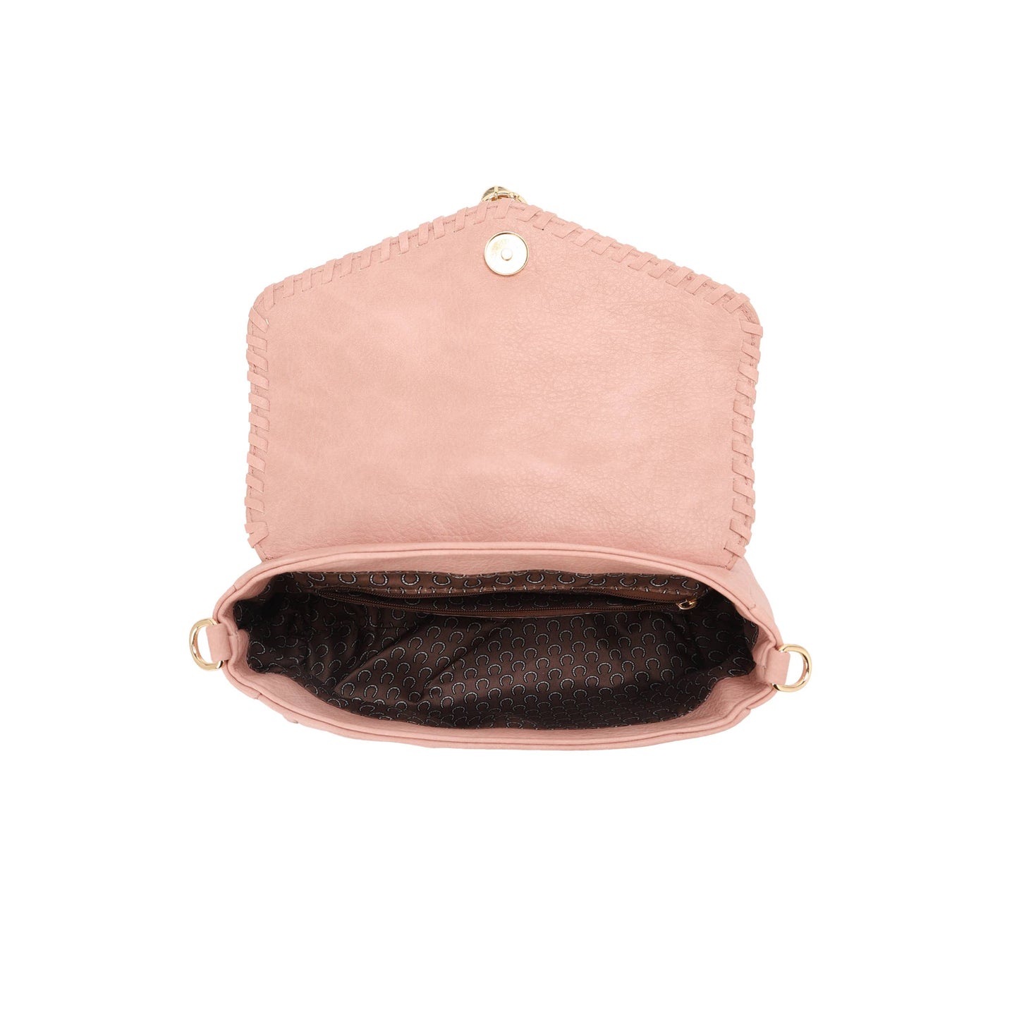 Blush Braided Trim Crossbody Bag with Tassel – Adjustable Strap Shoulder Purse for Women