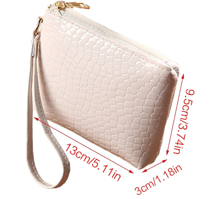 Leather Zipper Coin Purse - Blush Pink