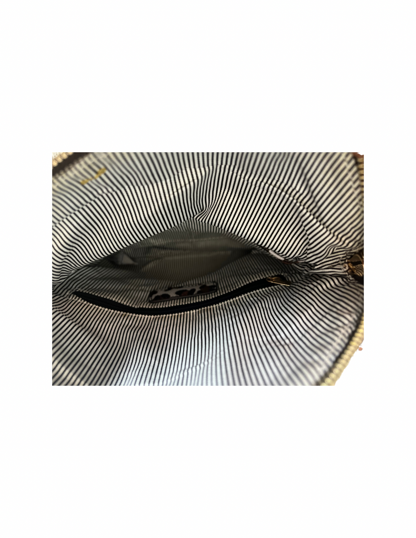Inside with zipper of animal clutch handbag