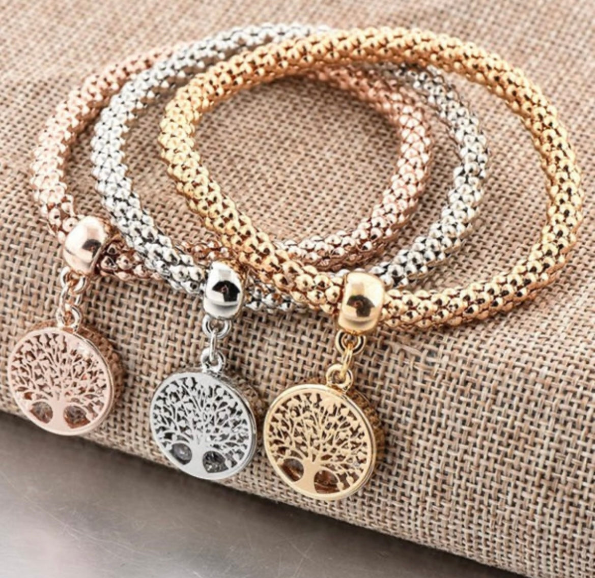 Tree of Life Bracelet Stack- Multi Metallic