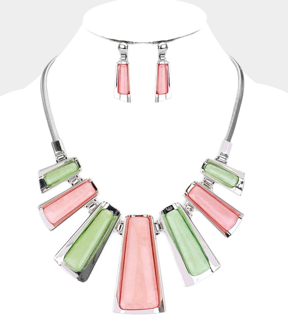 Cleia Necklace - Pink and Green