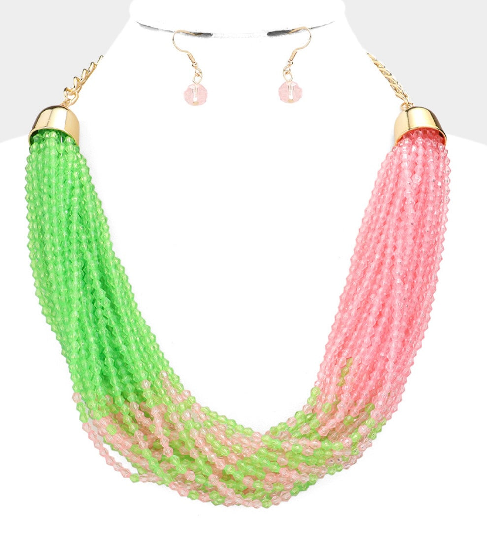 Shanti Necklace - Pink and Green