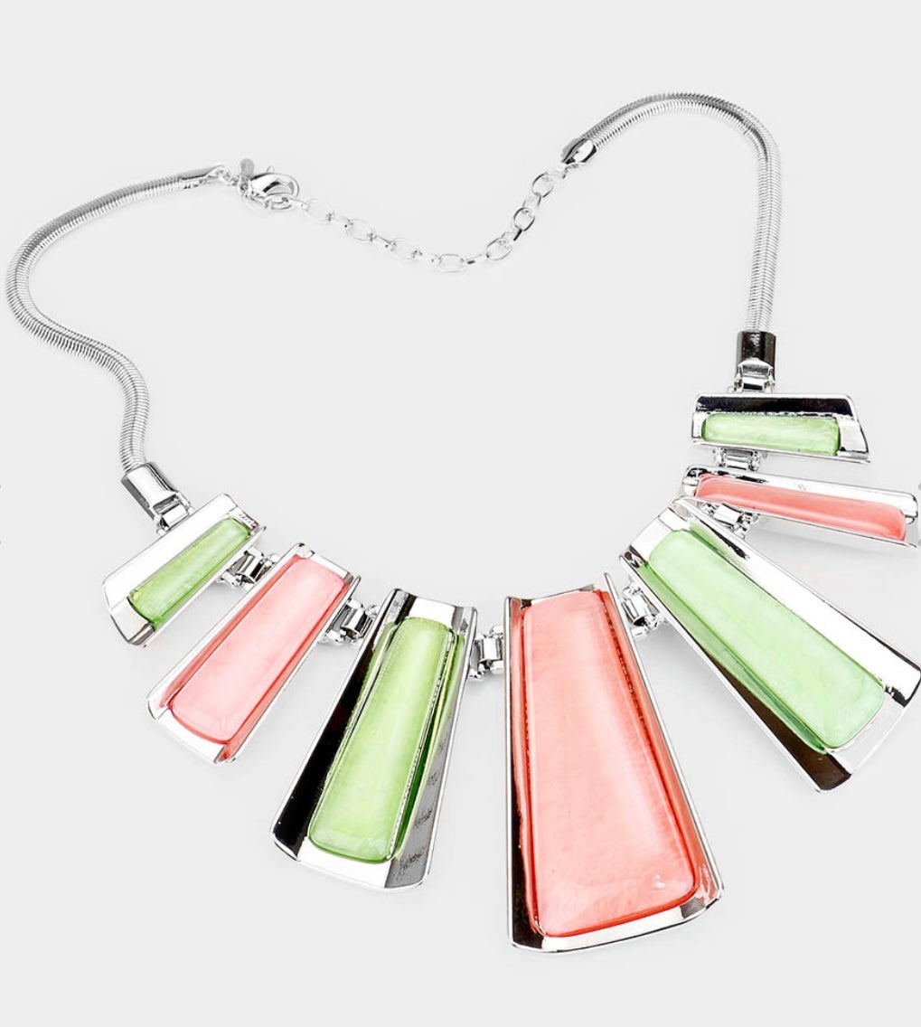 Cleia Necklace - Pink and Green