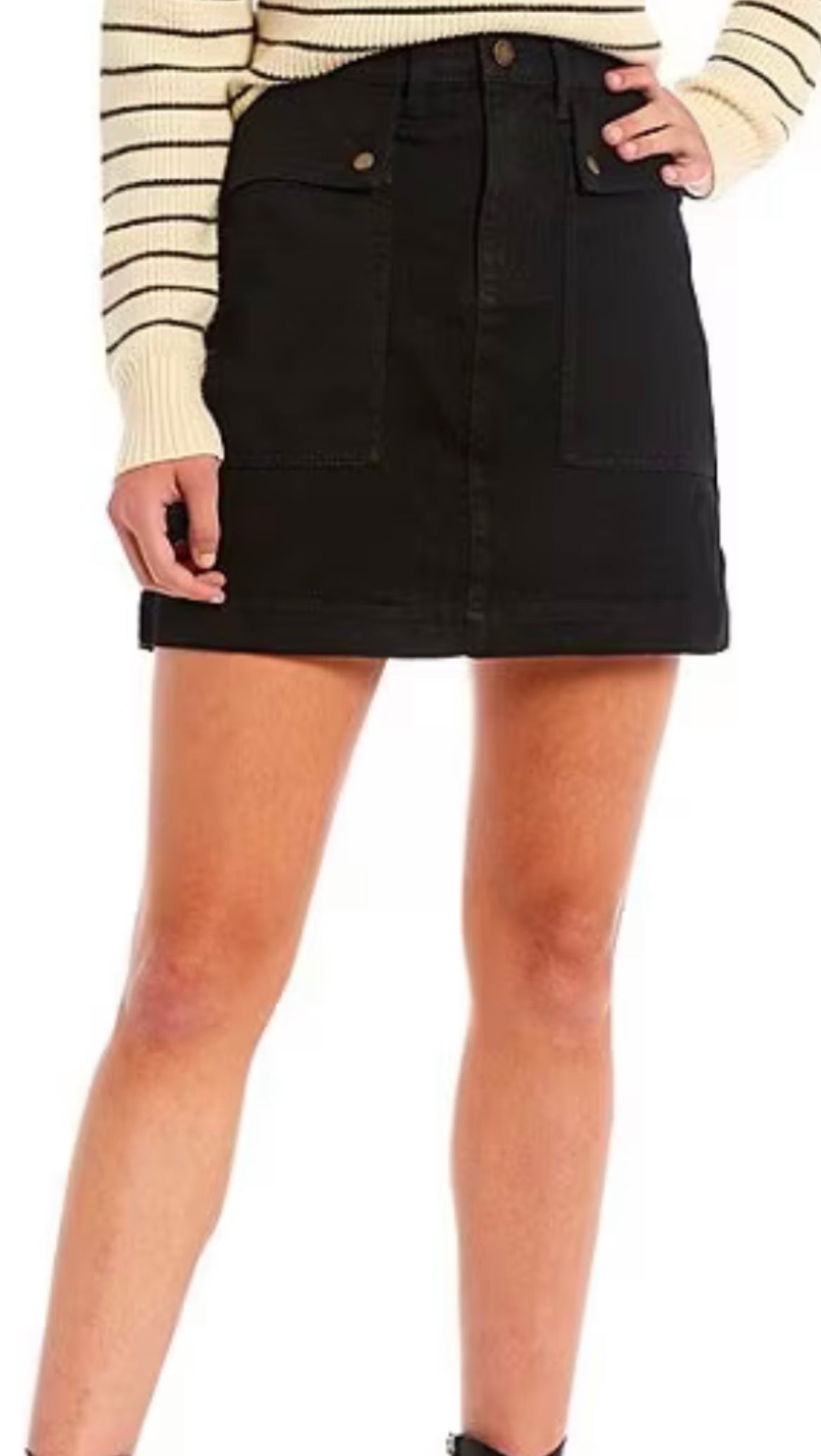 Donnie Denim Cargo Skirt -Black