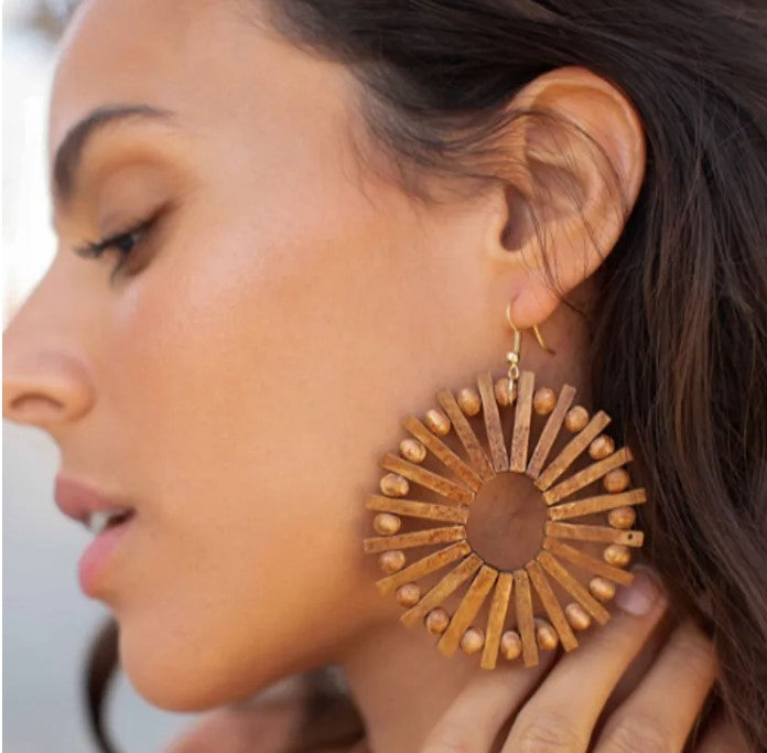 Pinwheel Wood Earring
