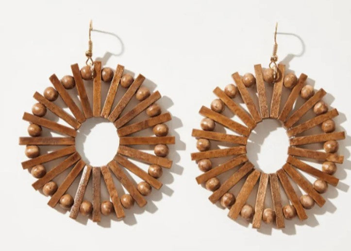 Pinwheel Wood Earring