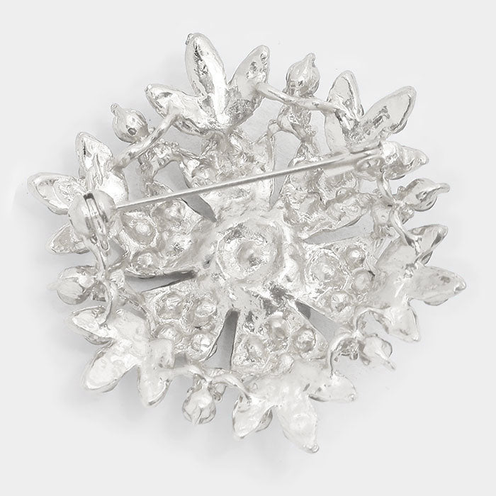 Rhinestone Cluster Brooch - Aqua