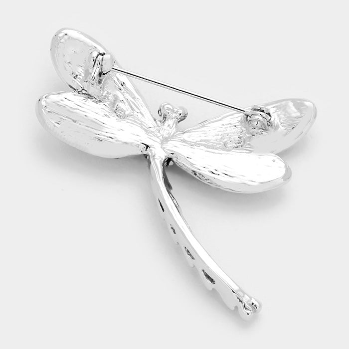 Rhinestone Dragonfly Brooch -Multi