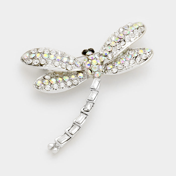Rhinestone Dragonfly Brooch -Multi