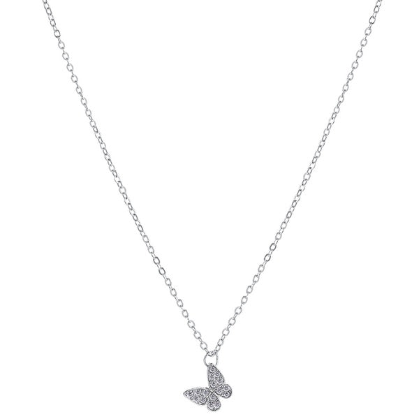 Rhinestone Butterfly Pendant Necklace