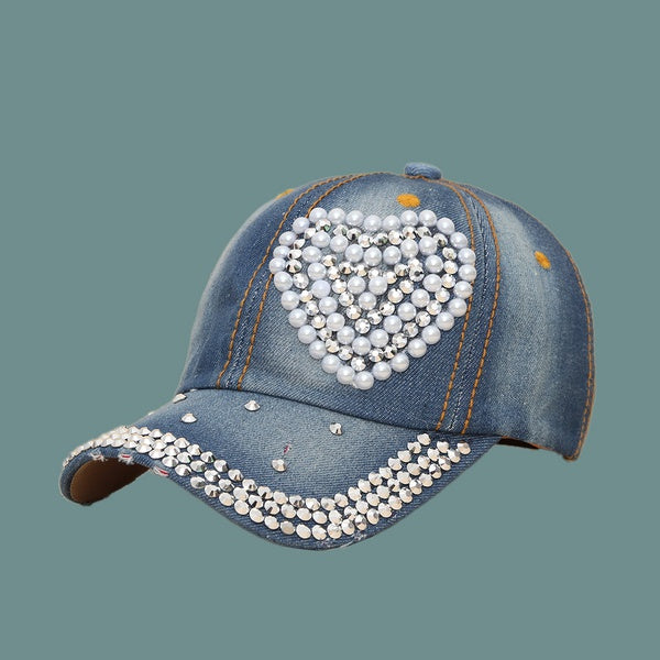Love Heart Rhinestone-Pearl Cap