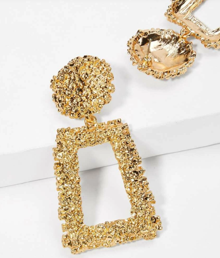 Rectangle Texture Post Earring