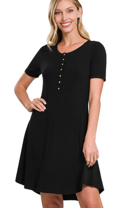 Zuri Button Dress - Black