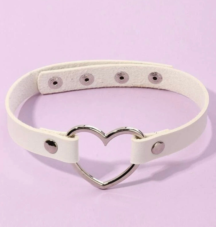 Leather Heart choker