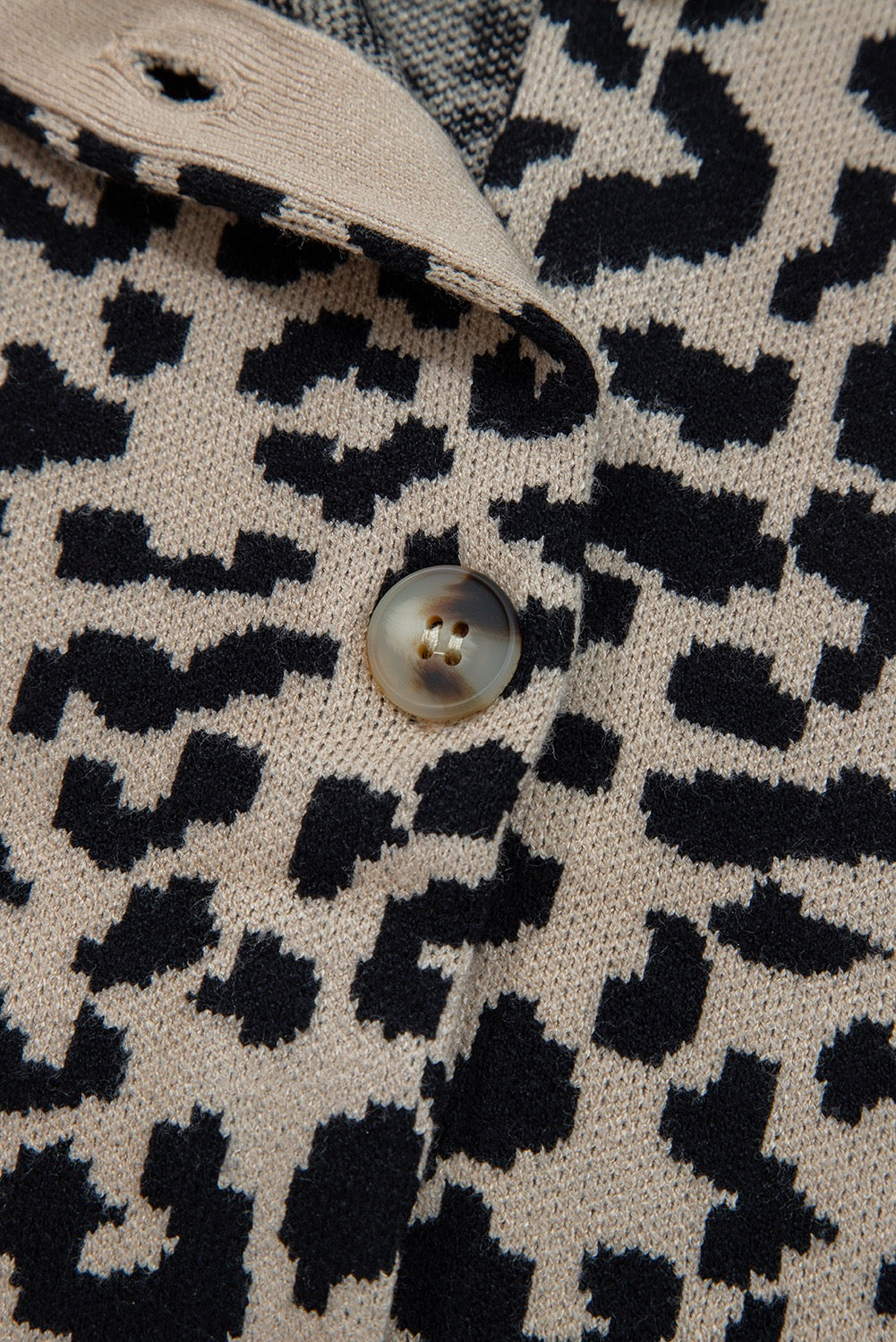 Leopard Print Button-Front Knit Cardigan