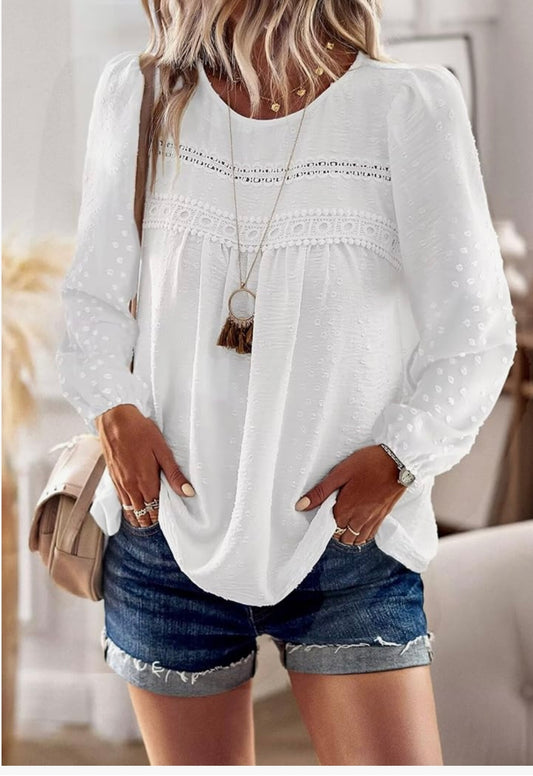 Swiss Dot Embroidered Blouse – Timeless Top