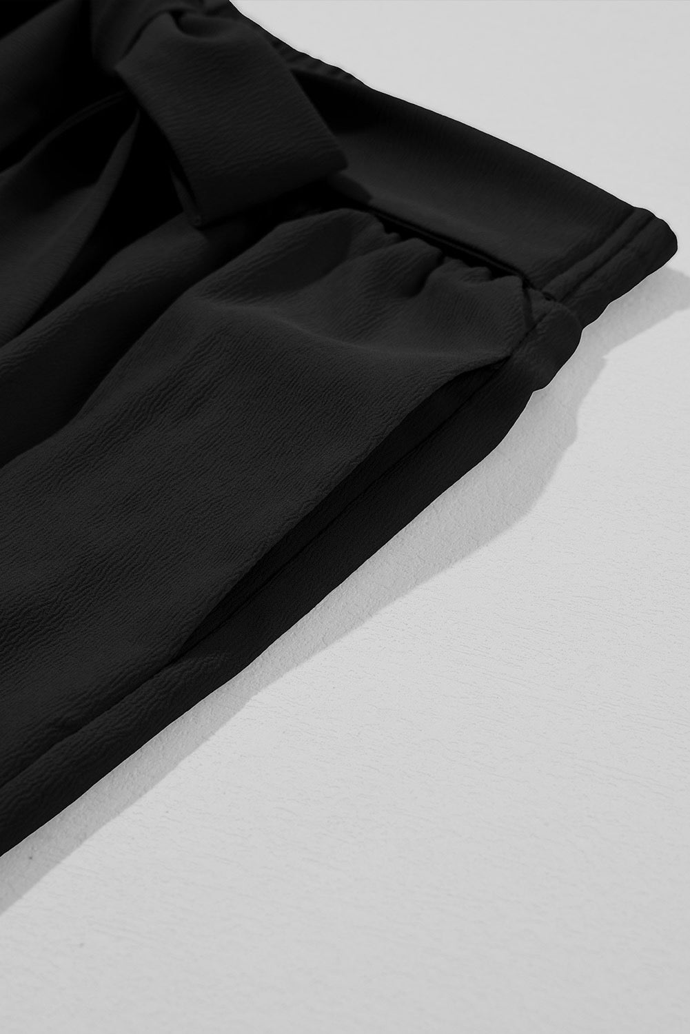 Elegant Black High-Waist Wide Leg Pants with Tie Belt
