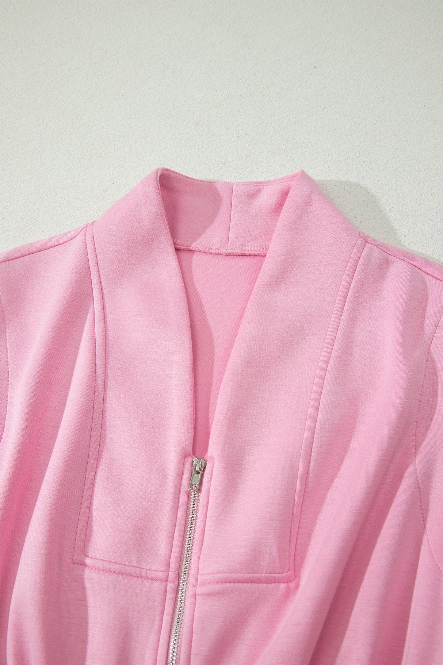 Pink Sleeveless Zip Front Midi Dress for Women | Casual Elegant Waist-Defined Summer Dress with Pockets