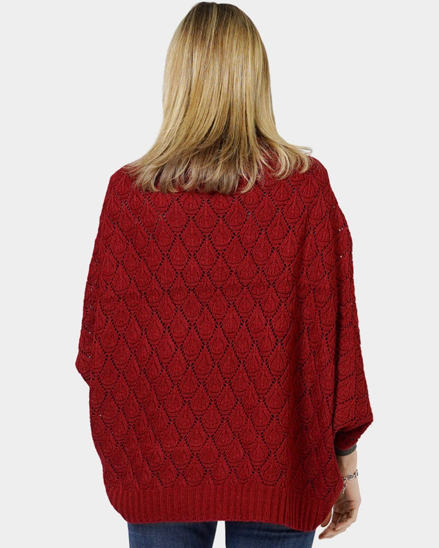 Cozy Chic Open Knit Batwing Cardigan Shrug