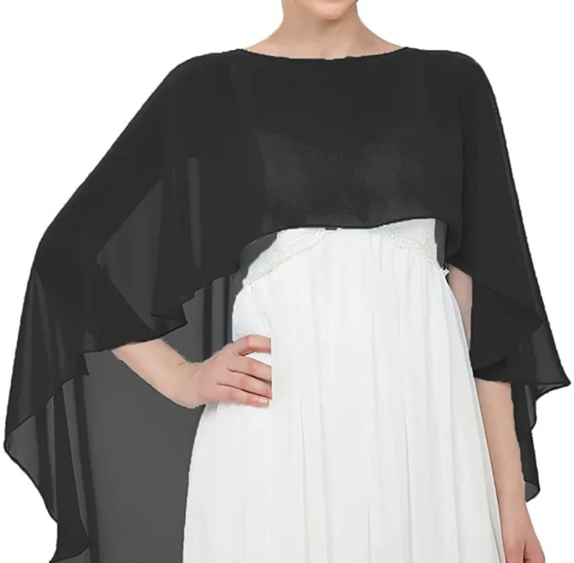 Elegant Sheer Chiffon Capelet Shawl – Flowing Lightweight Shoulder Shawl Wrap