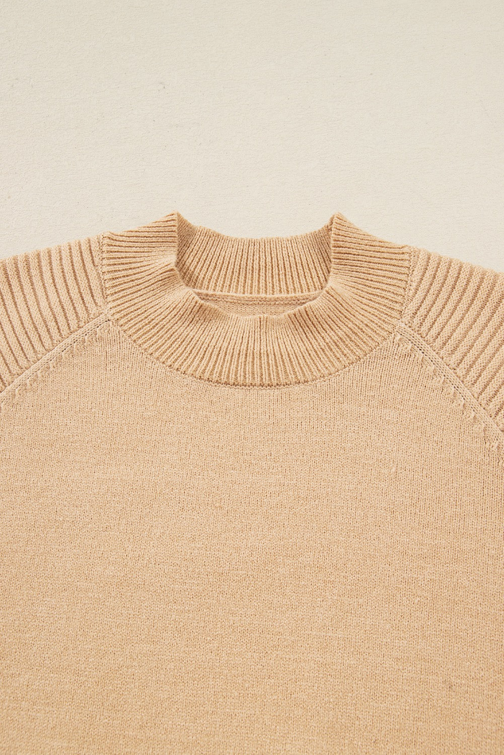 Golden Ease Two-Piece Ribbed Knit Sweater Skirt Set - Beige