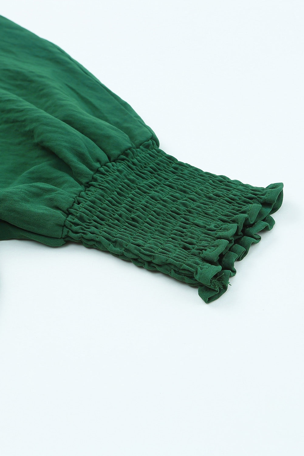Emerald Green Smocked Sleeve Blouse – Flowy Relaxed Fit Women’s Top