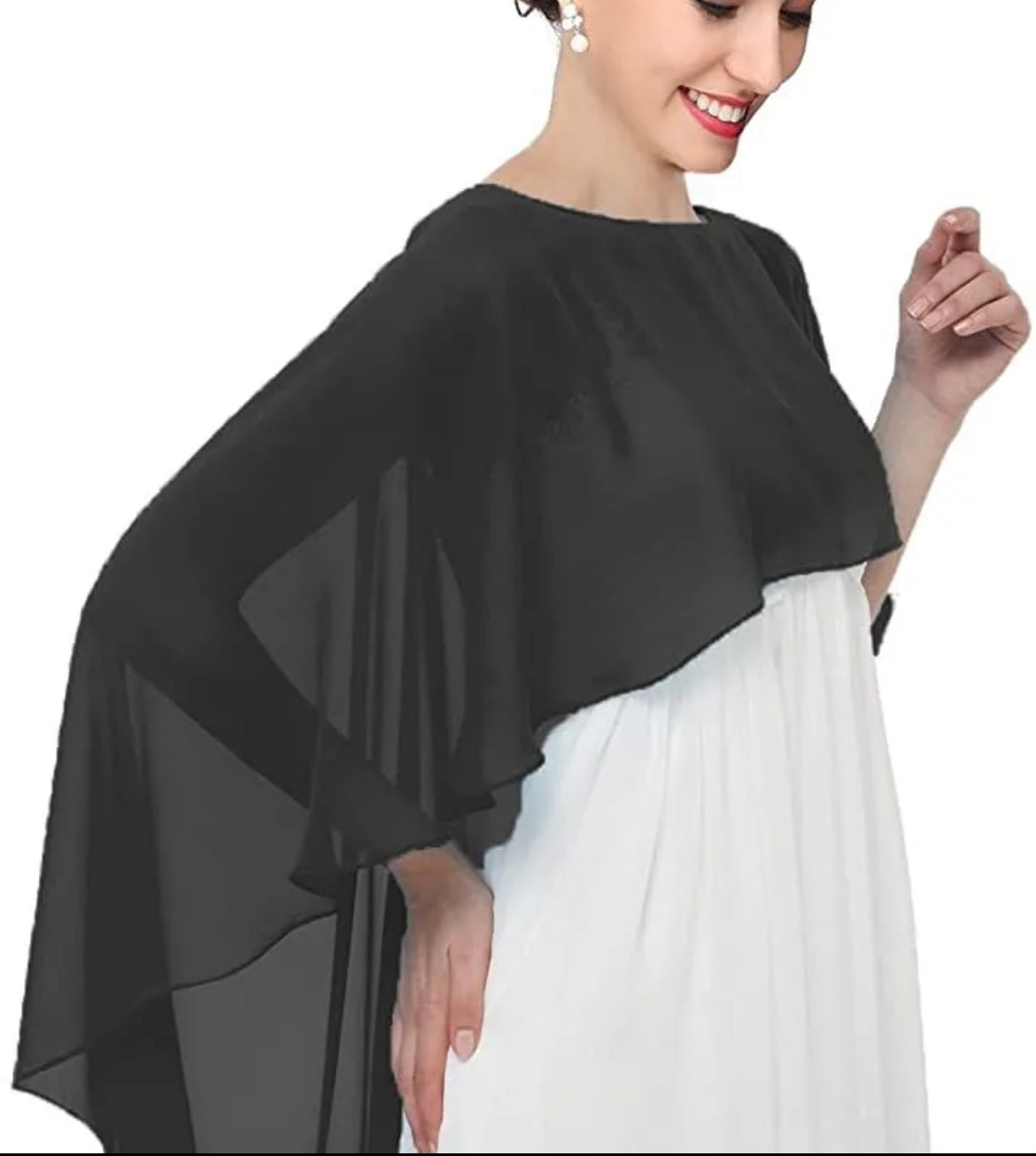 Elegant Sheer Chiffon Capelet Shawl – Flowing Lightweight Shoulder Shawl Wrap