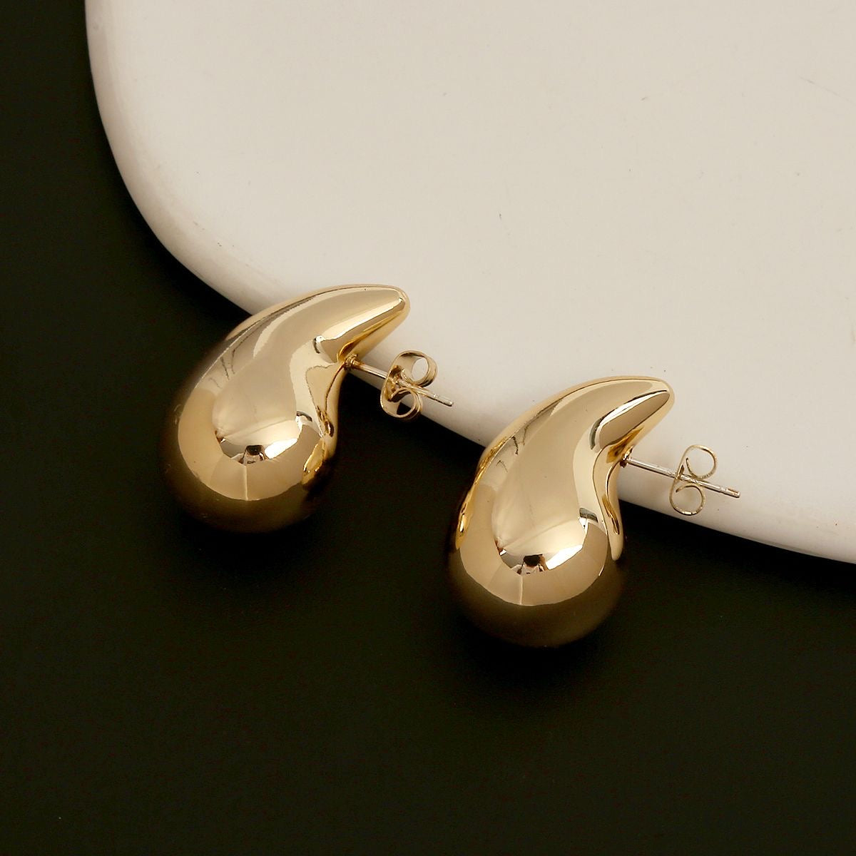 Teardrop Statement Earrings for Women | Lightweight Chunky Gold Stud Earrings
